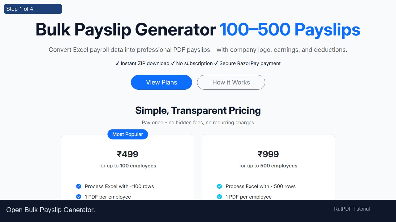 Bulk Payslip Generator tutorial step 1