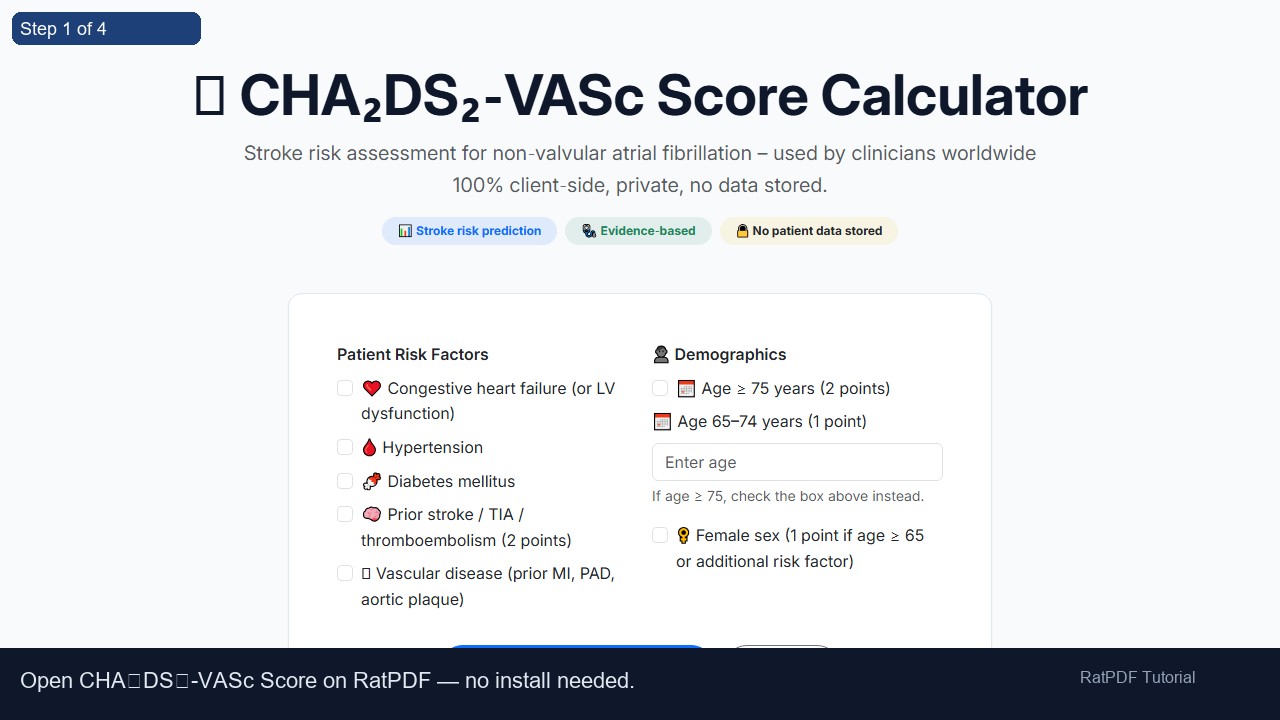 CHA₂DS₂-VASc Score tutorial step 1