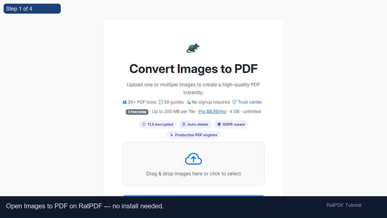 Images to PDF tutorial step 1