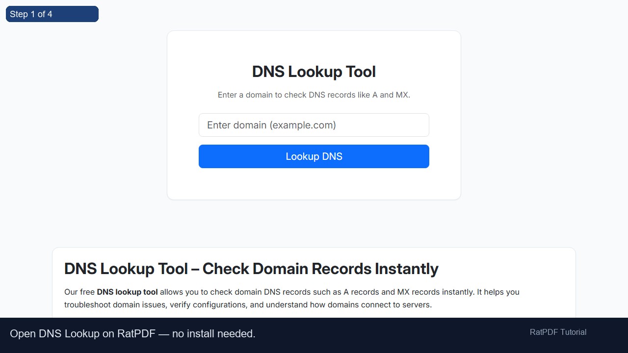 DNS Lookup tutorial step 1