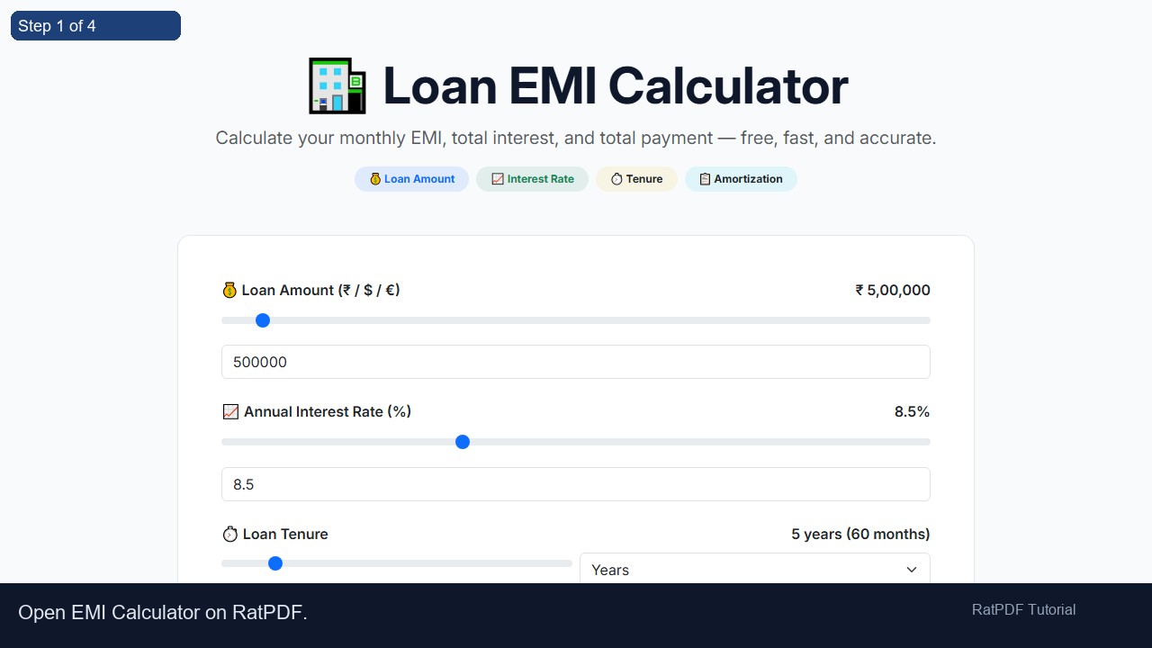 EMI Calculator tutorial step 1