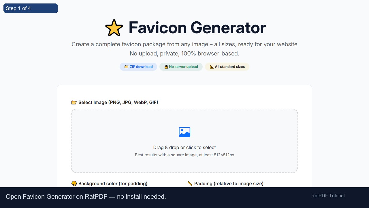 Favicon Generator tutorial step 1