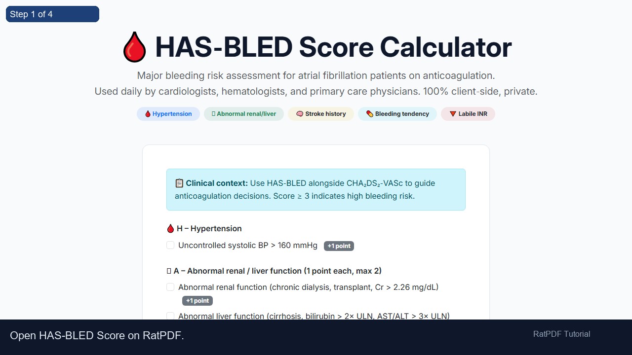 HAS-BLED Score tutorial step 1