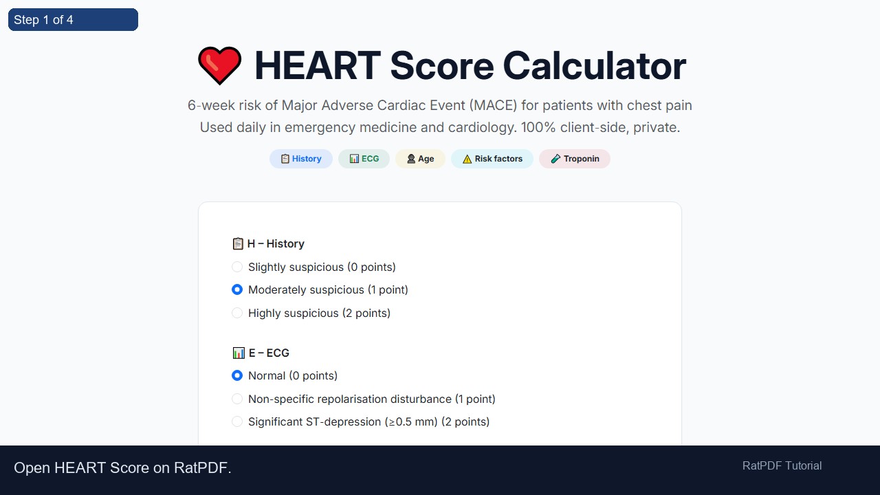 HEART Score tutorial step 1