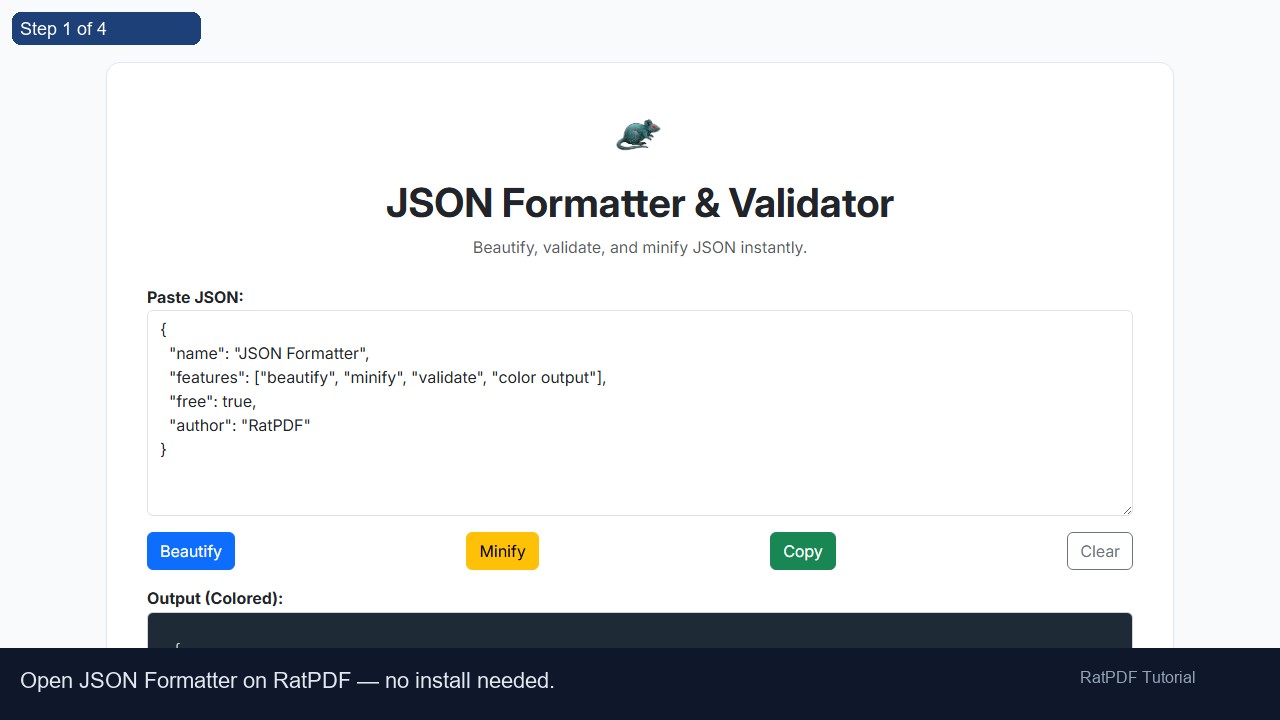 JSON Formatter tutorial step 1
