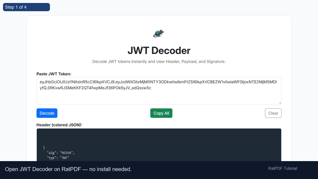 JWT Decoder tutorial step 1