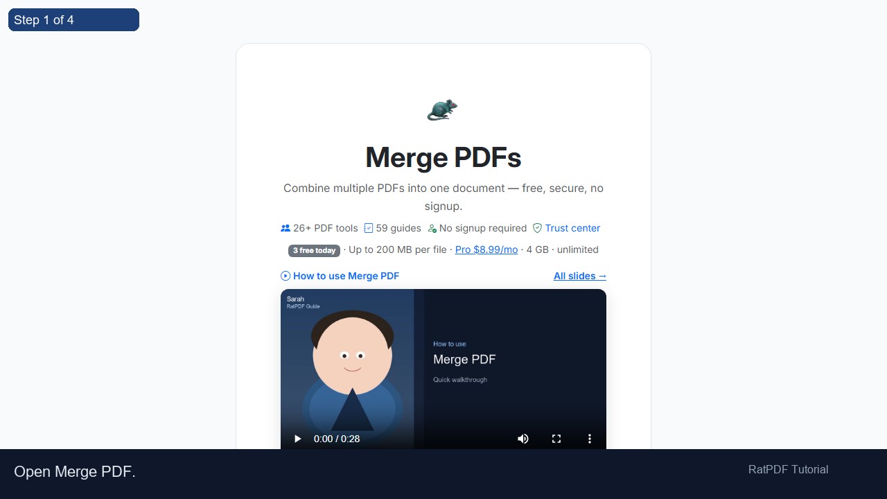 Merge PDF tutorial step 1