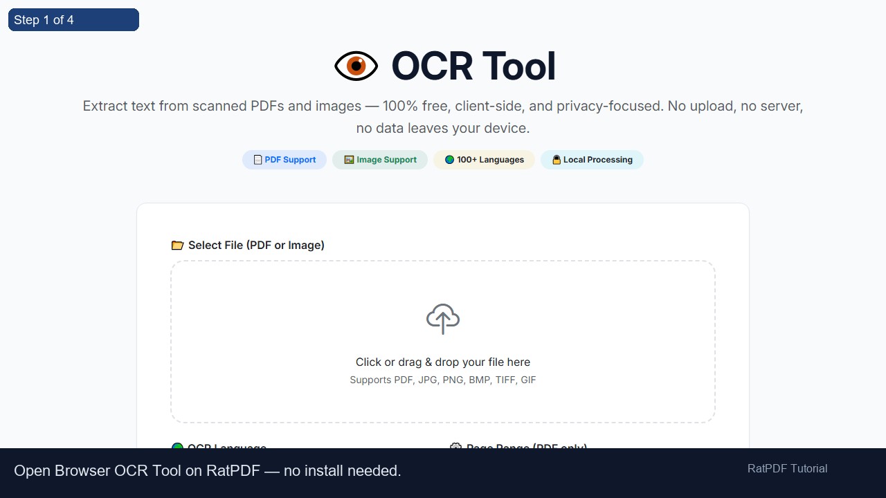 Browser OCR Tool tutorial step 1