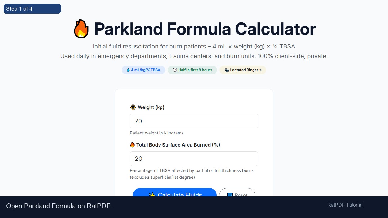 Parkland Formula tutorial step 1