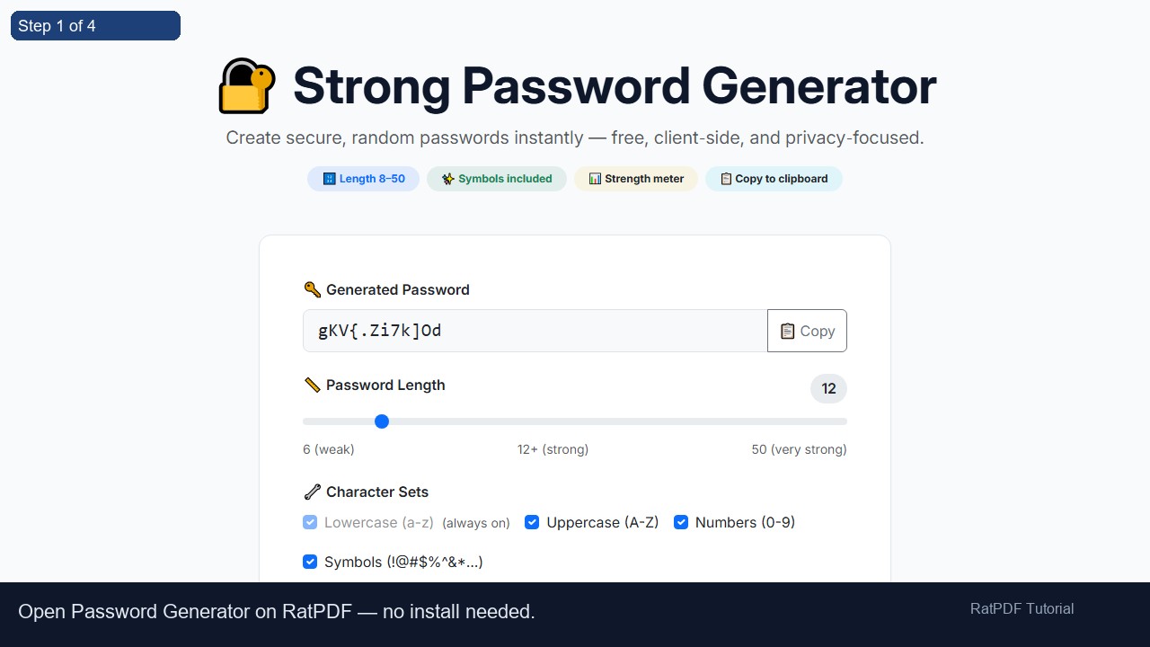 Password Generator tutorial step 1