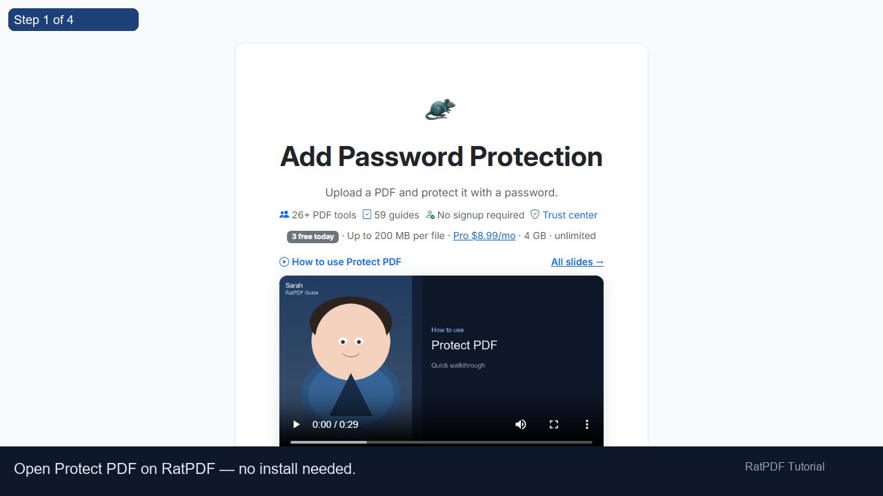 Protect PDF tutorial step 1