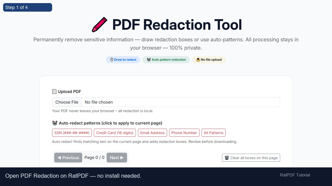 PDF Redaction tutorial step 1
