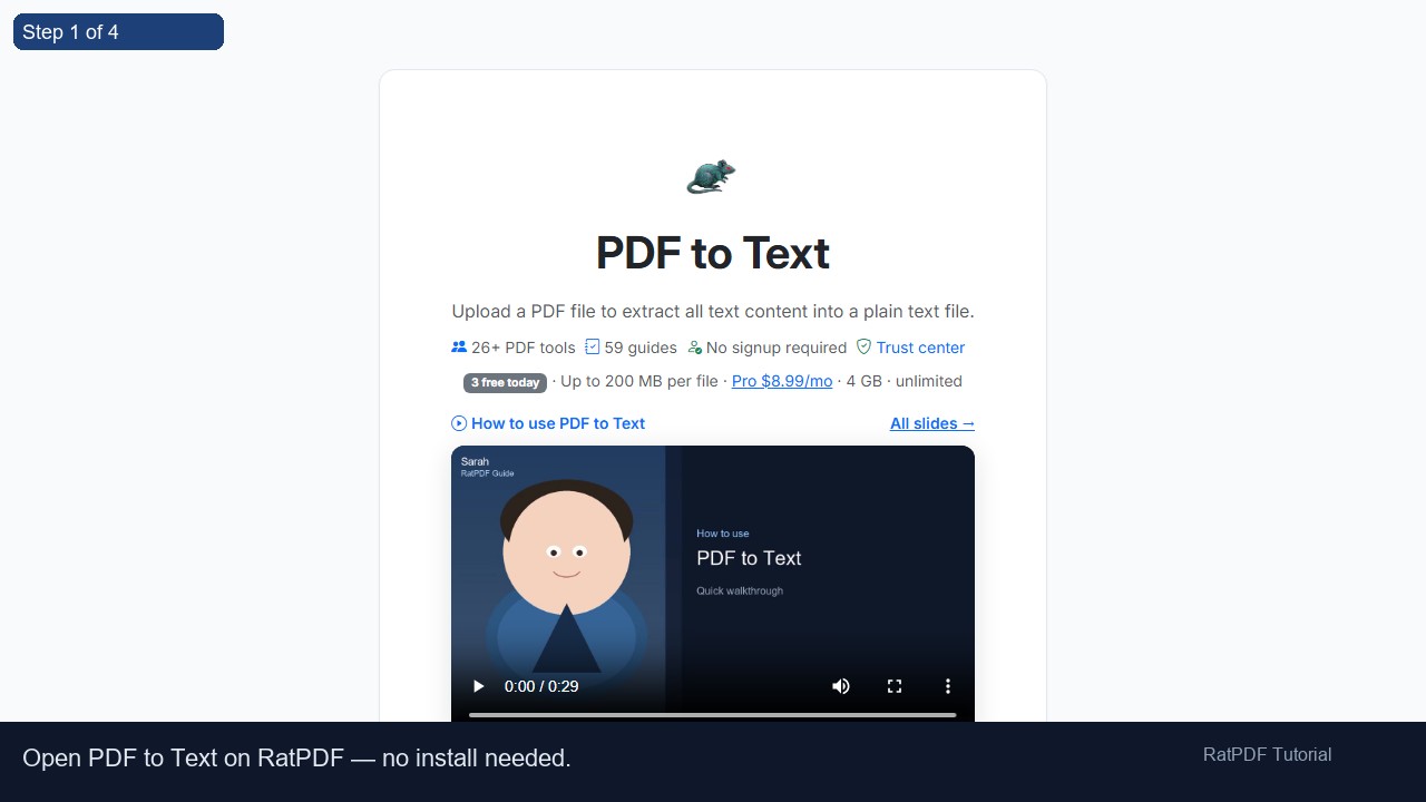 PDF to Text tutorial step 1