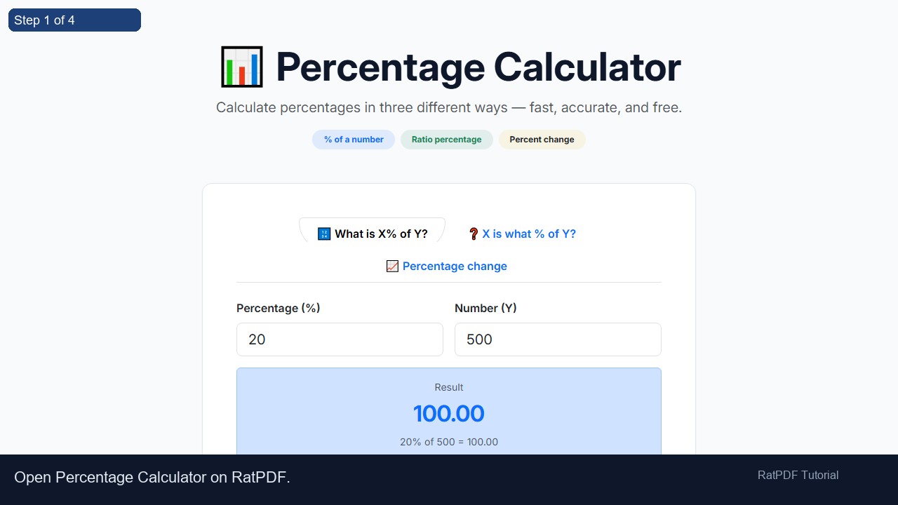 Percentage Calculator tutorial step 1
