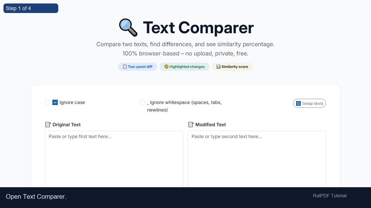 Text Comparer tutorial step 1