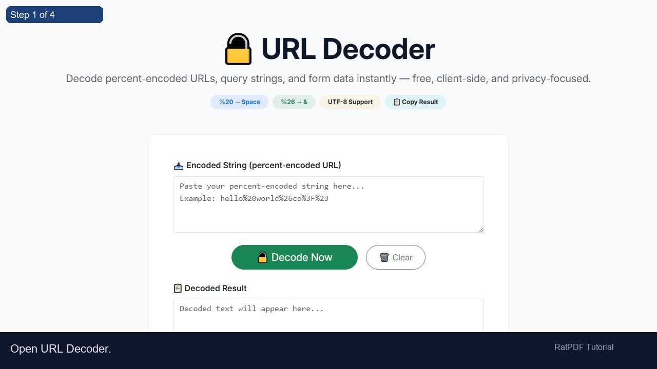 URL Decoder tutorial step 1
