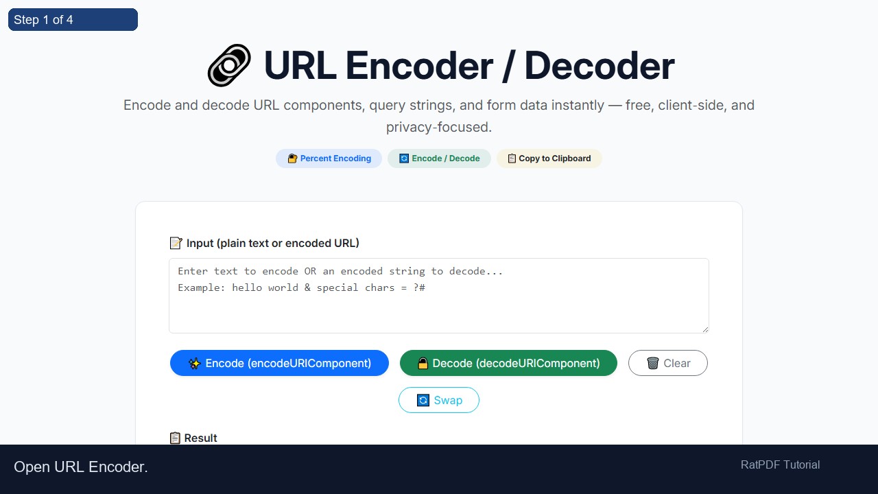 URL Encoder tutorial step 1